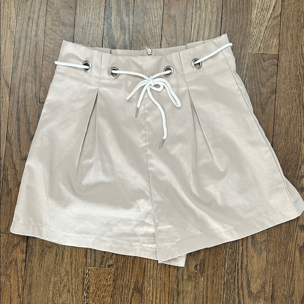 Beige Shorts with Eyelets